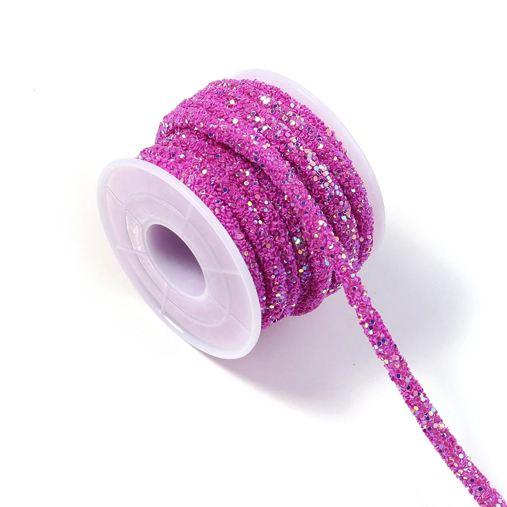 5 Yards 6mm Sequin Rhinestone Cord Chain – DIY Jewelry & Crafts Jewelry Craft Trim PLUSH hotpink