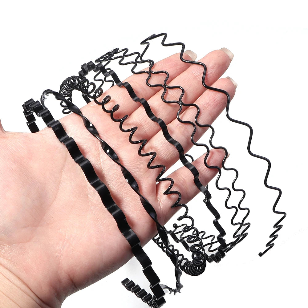 6-Pack Metal Wave Headbands – Unisex Sport & Face Wash Hair Hoops Hair Headbands PLUSH