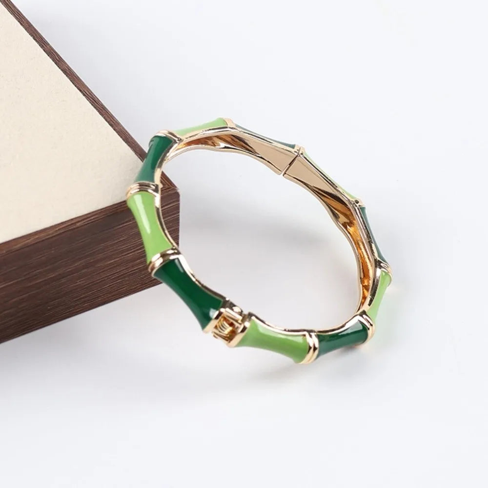 Colorful Enamel Bamboo Bangle – Ethnic Vintage Bracelet Enamel Bangle Bracelet PLUSH Style 1