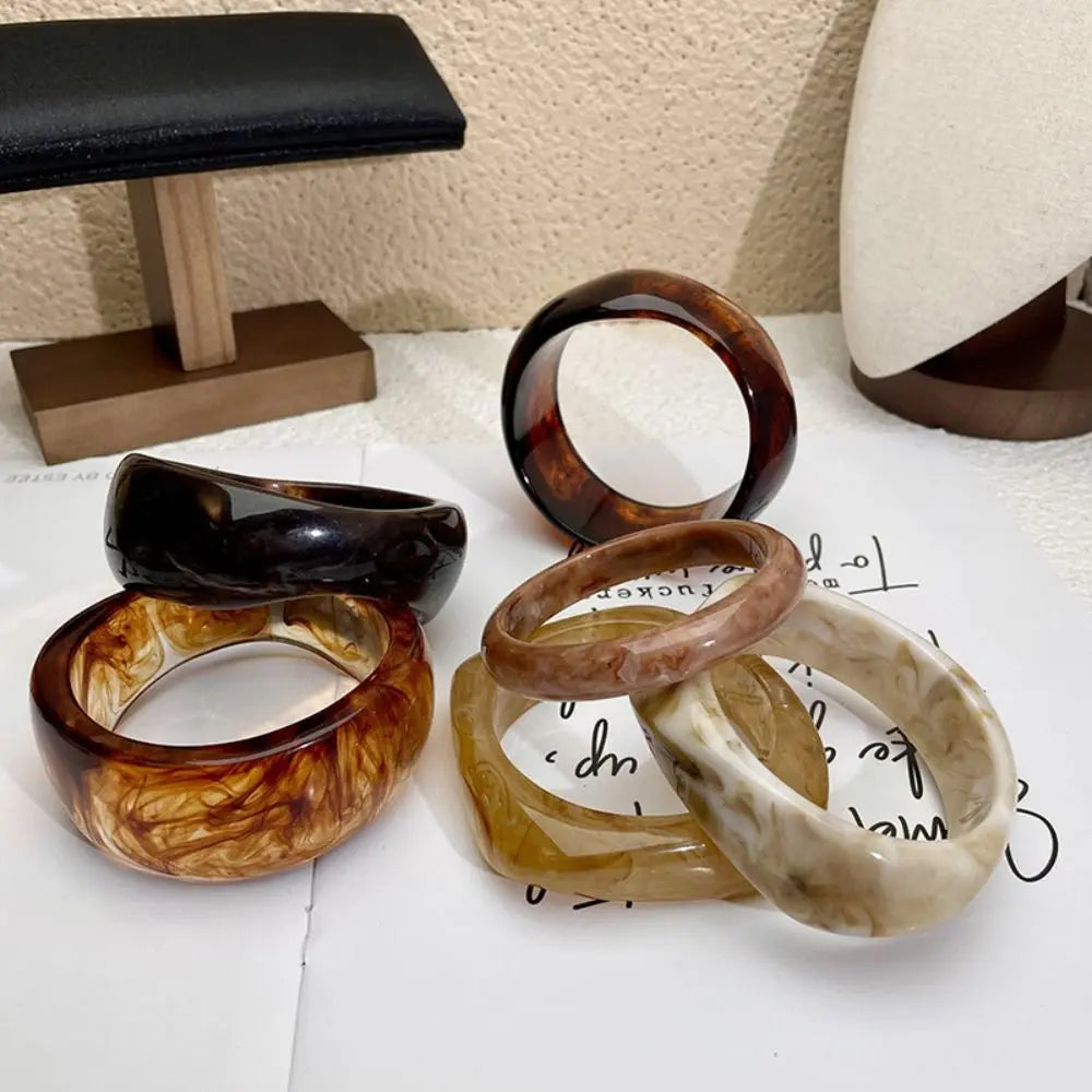 Bohemian Wide Acrylic Bangle – Smudge Pattern Bracelet for Women Acrylic Bangle Bracelet PLUSH