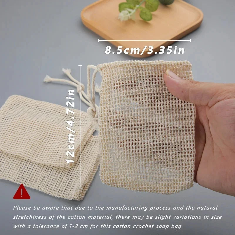 Natural Cotton Soap Saver Bags – Eco Mesh Pouch Set of 3 Soap Saver Bag PLUSH