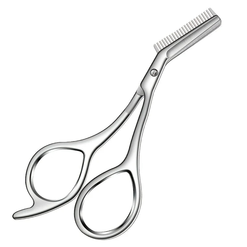 Stainless Steel Eyebrow Scissors with Comb | Hypoallergenic Eyebrow Grooming Scissors PLUSH