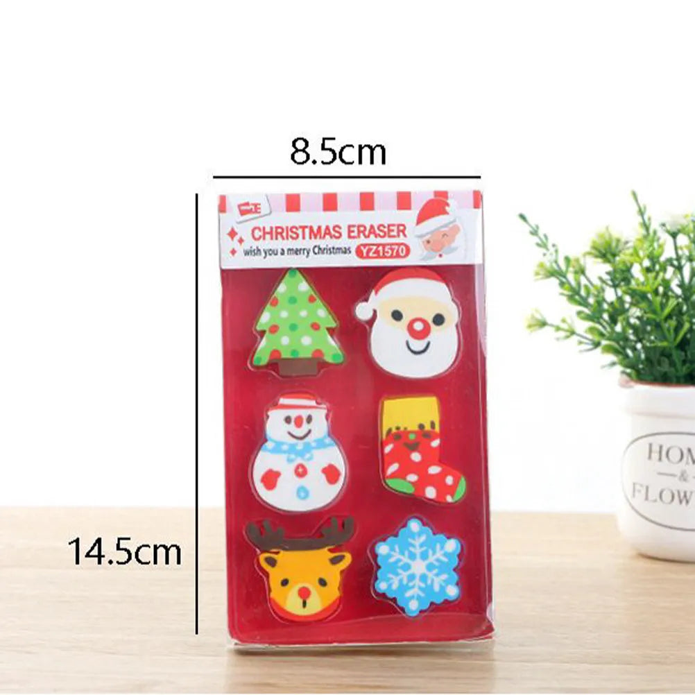 6-Pack Cute Cartoon Mini Erasers – Classroom Prizes for Kids Novelty Erasers Set PLUSH