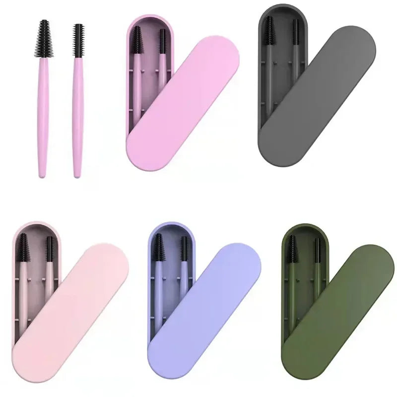 Reusable Silicone Eyelash & Eyebrow Brush Set + Storage Box Eyelash Brush Set PLUSH