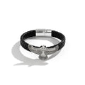 Men's Eagle Leather Charm Bracelet with Magnetic Clasp Charm Bracelet PLUSH black