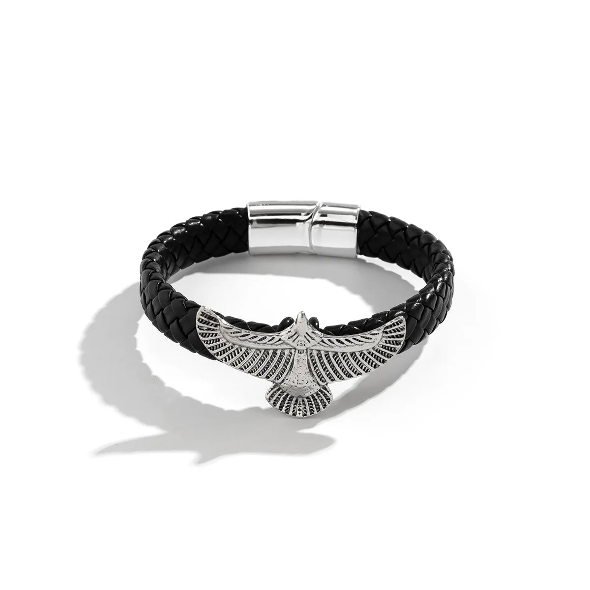Men's Eagle Leather Charm Bracelet with Magnetic Clasp Charm Bracelet PLUSH black