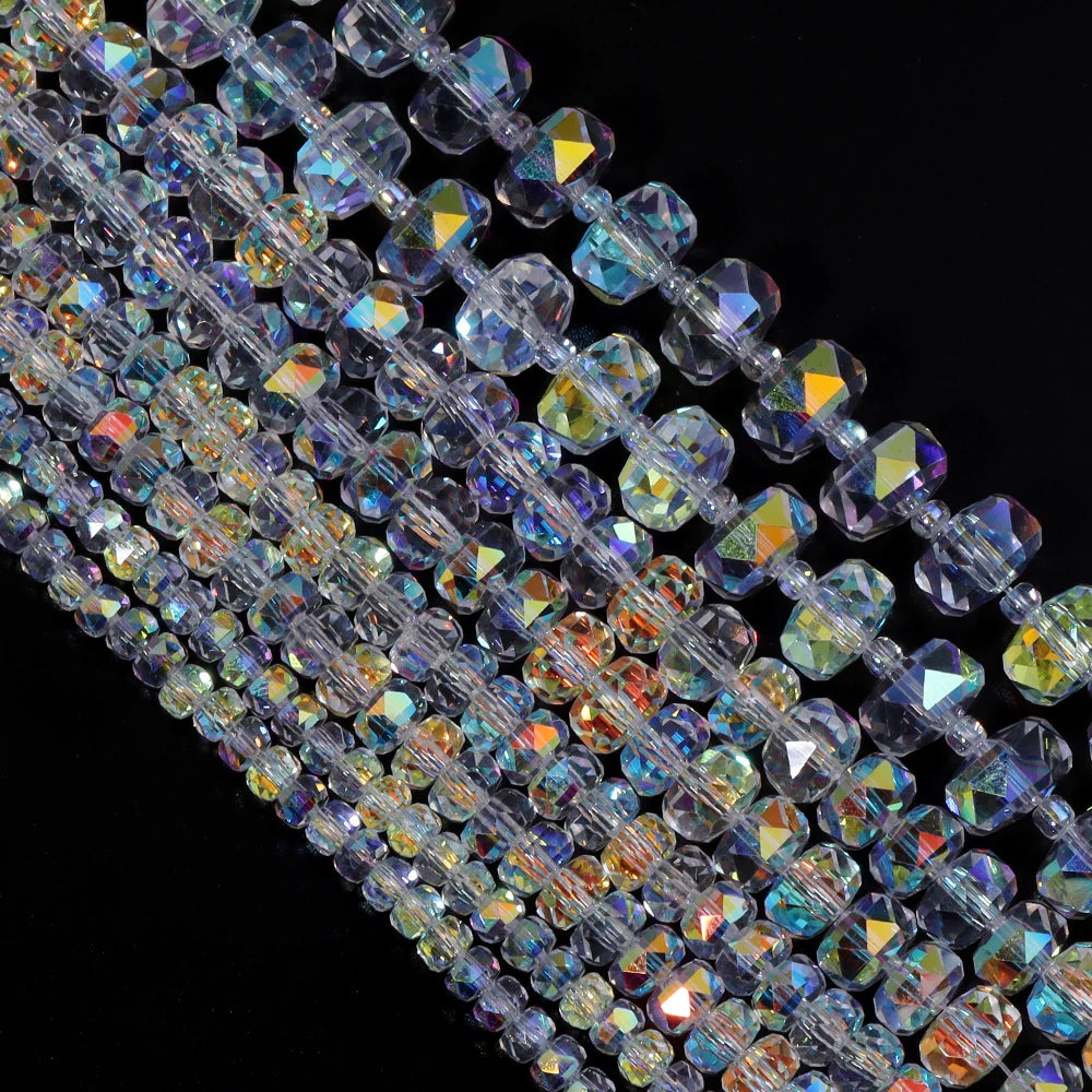 AB Color Faceted Crystal Glass Wheel Spacer Beads – DIY Jewelry Glass Spacer Beads PLUSH