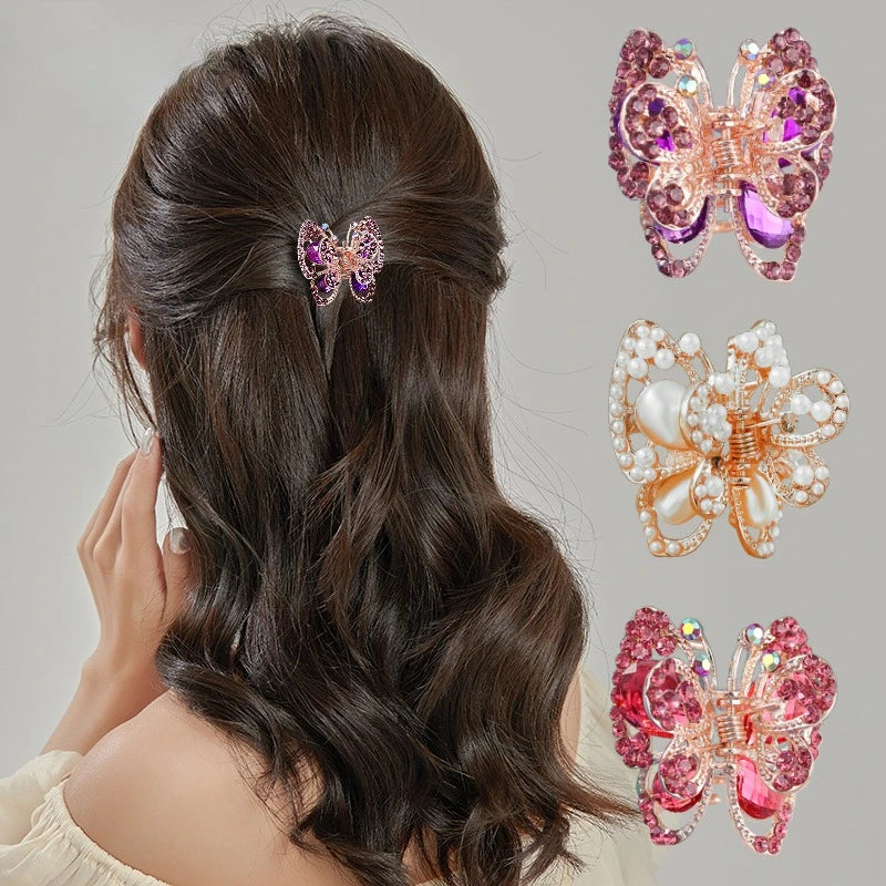 Rhinestone Crystal Hair Claw Clip – Bird Nest Bun Twist Rhinestone Hair Claw PLUSH