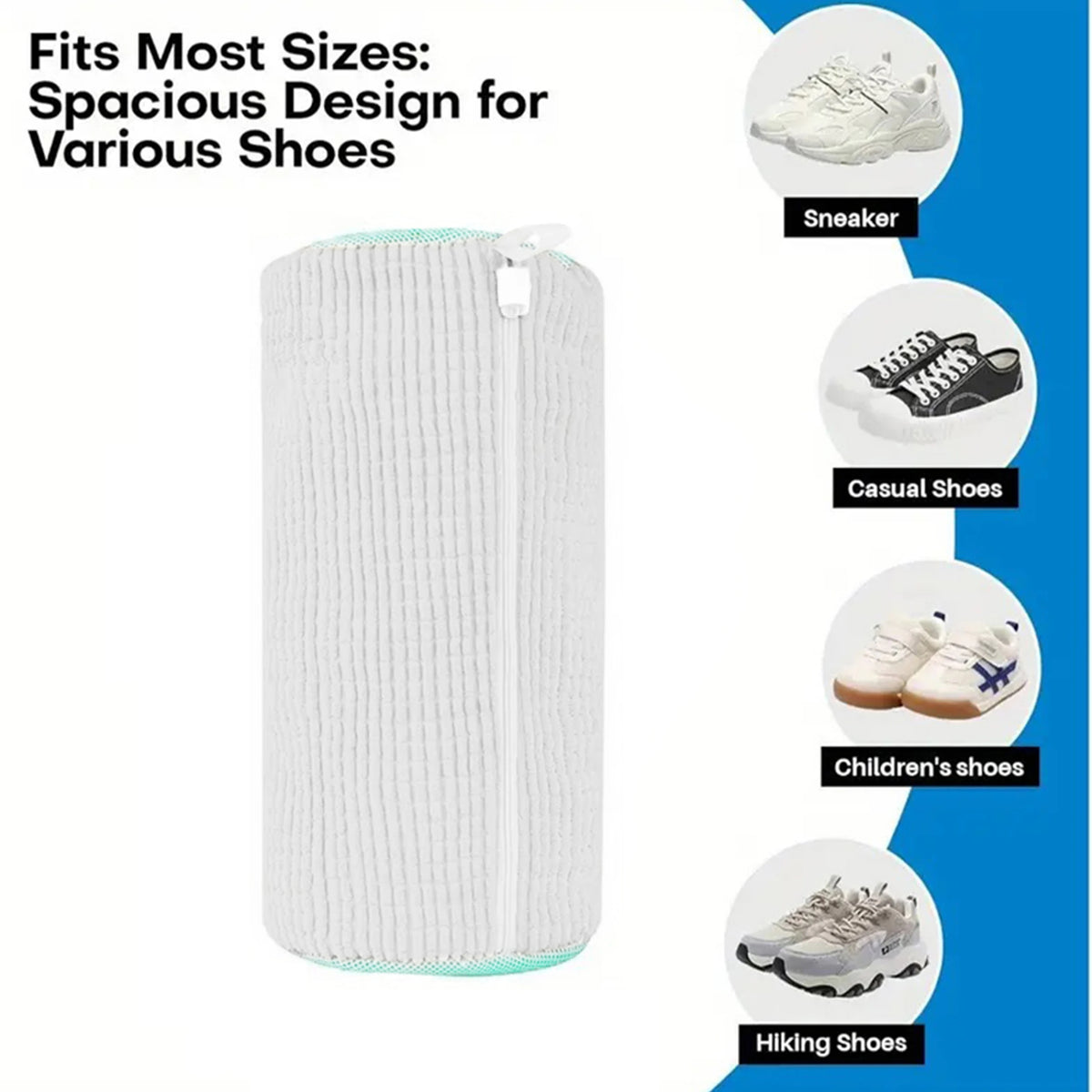 Reusable Shoe Washing Bag Set – Sports & Canvas Shoes Shoe Laundry Bag PLUSH WHITE