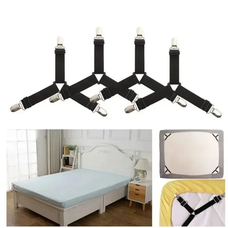 Bed Sheet Corner Clips & Mattress Straps – 4pcs Set Sheet Corner Clips PLUSH