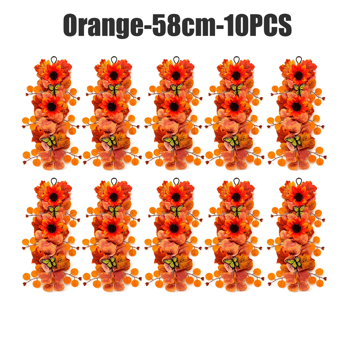 Autumn Sunflower & Maple Leaf Hanging Door Wall Decor Set Seasonal Wall Hanging PLUSH Orange-10PCS