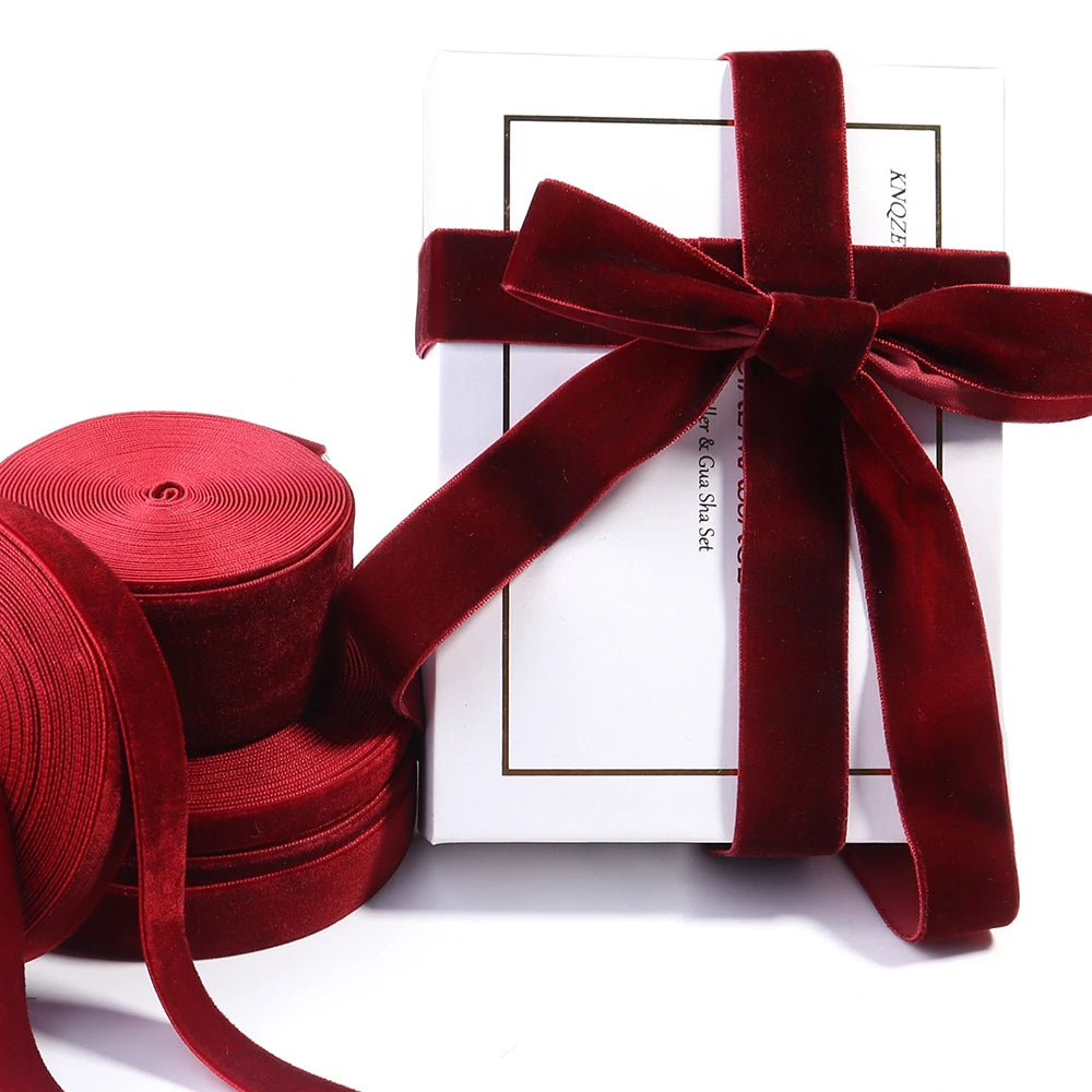 Single Face Velvet Ribbon 1.5" Black Wine Red – 5-10 Yds/Roll Velvet Craft Ribbon PLUSH