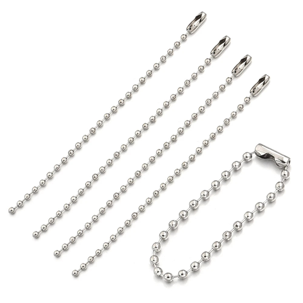 100pcs Rhodium Ball Bead Chains – Keychain & Jewelry Making Jewelry Chain Findings PLUSH 2.4mm x 10cm