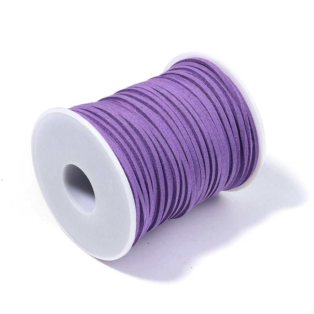 50 Yards Flat Faux Suede Cord 2.6mm – Colorful Velvet Leather Rope Jewelry Cord PLUSH purple 2.6mm