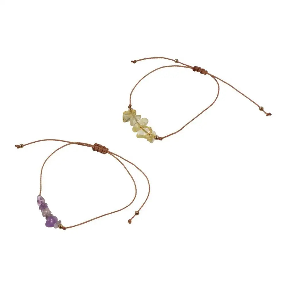 Amethyst Crystal Gravel Woven Rope Boho Bracelet for Women Boho Stone Bracelet PLUSH