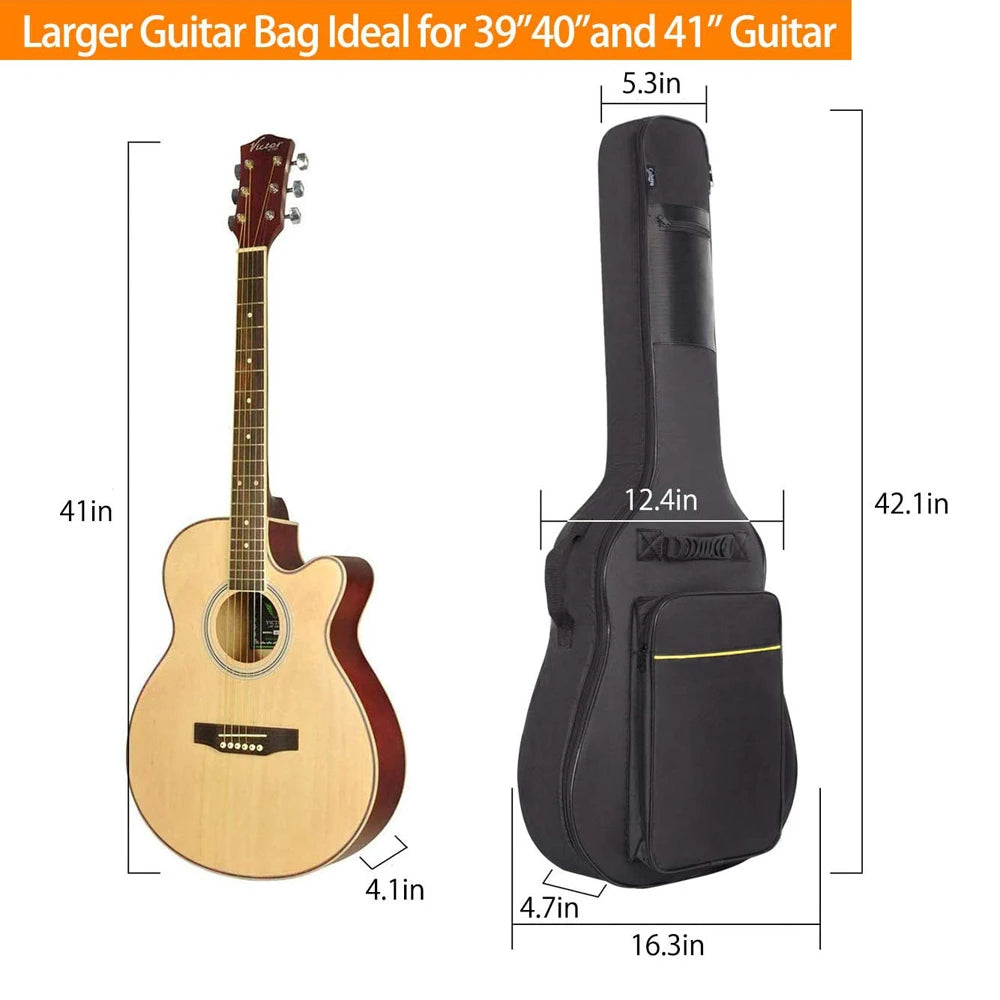 41" Waterproof Oxford Guitar Bag Backpack – Double Shoulder Straps Guitar Gig Bag PLUSH