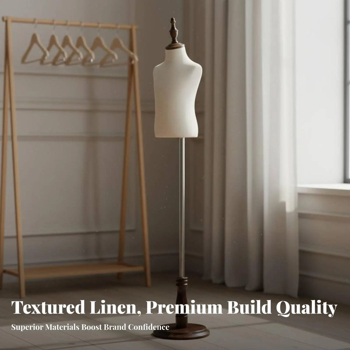 Half Body Kids Mannequin – Cotton Linen Cover & Wood Base Children's Mannequin PLUSH
