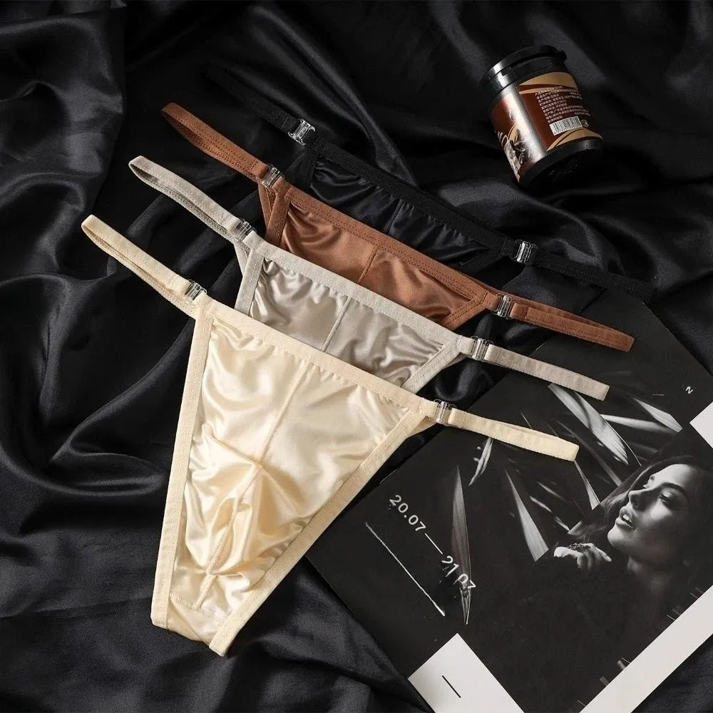 Men's Low-Rise T-Back Thong Briefs | Nylon Bikini Underwear Men's Thong Briefs PLUSH