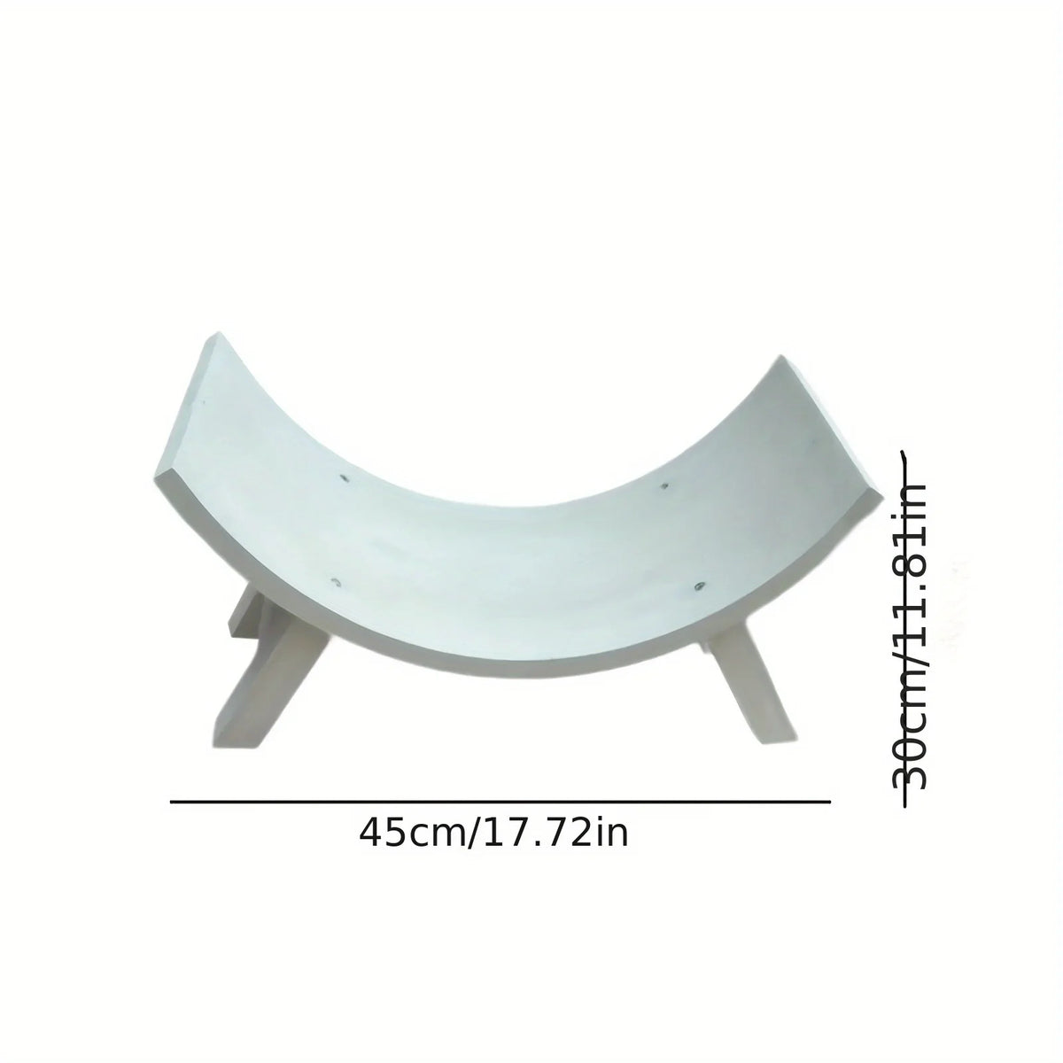 U-Shaped Wooden Stool | Distressed White Half-Round Wood Bench Decorative Wood Stool PLUSH