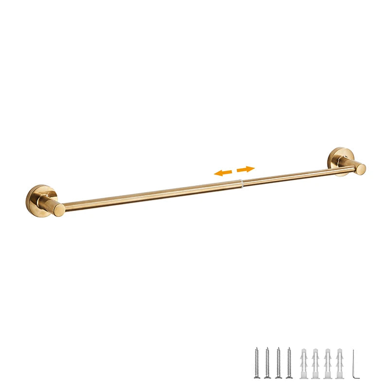 Retractable Towel Bar Stainless Steel – Black & Chrome Retractable Towel Bar PLUSH Gold