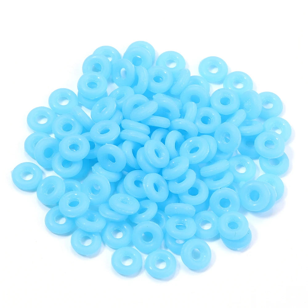 100pcs Multicolor Silicone Stopper O-Rings DIY Jewelry Spacers Jewelry Findings PLUSH blue 6mm 100pcs