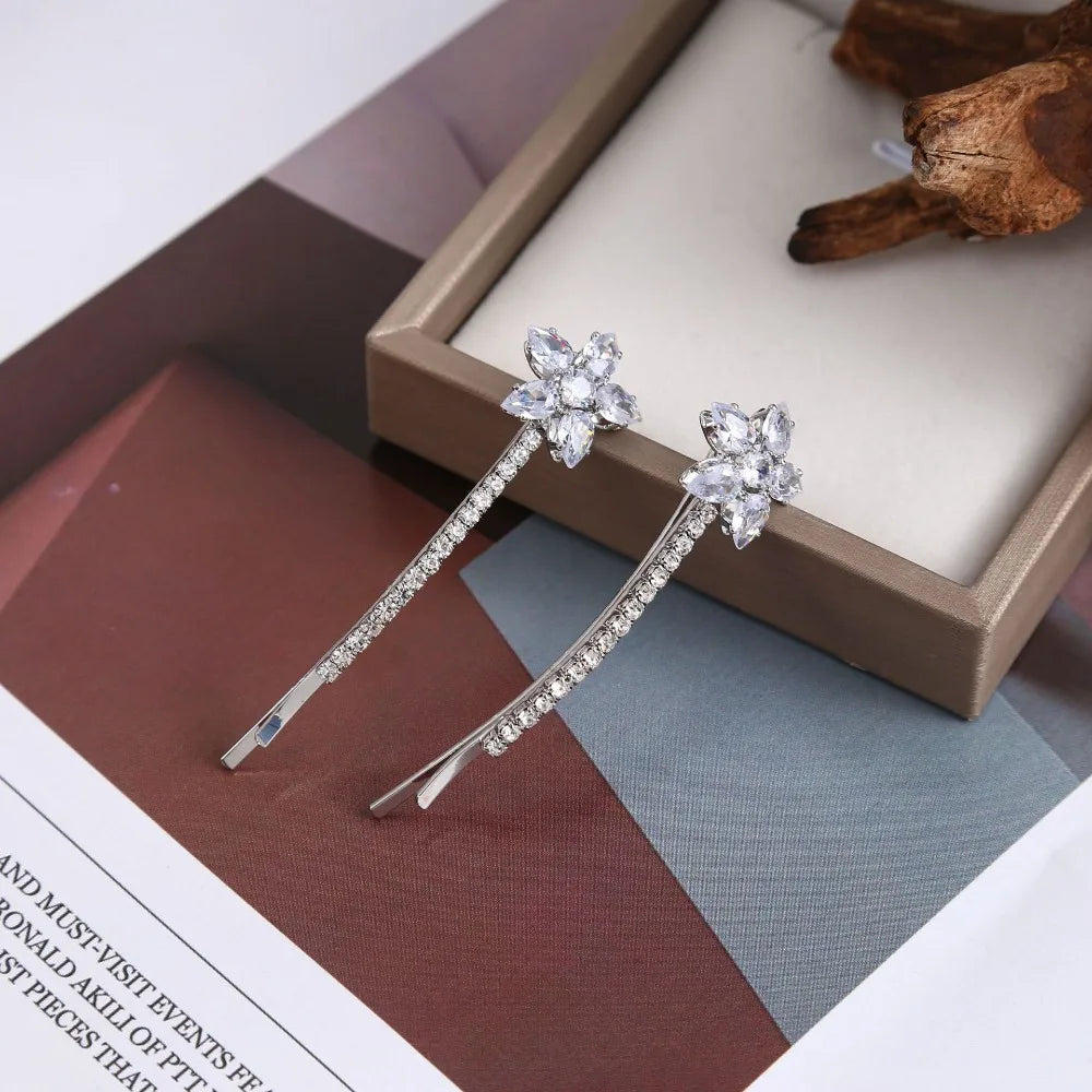 Floral Rhinestone Metal Hair Clips for Women – 2pcs Set Hair Clips PLUSH