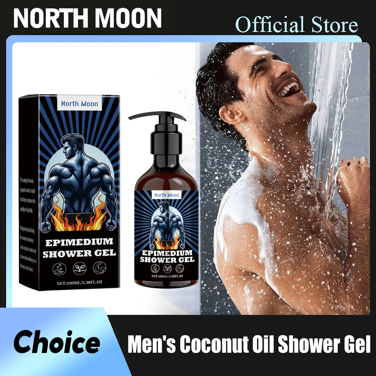 North Moon Men Coconut Oil Exfoliating Shower Gel 100ml Men's Shower Gel PLUSH