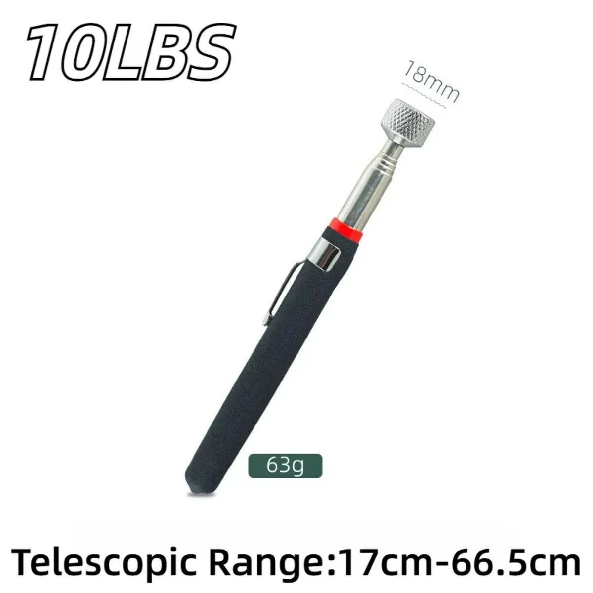Telescopic Magnetic Pickup Stick & Inspection Mirror Tool Magnetic Pickup Tool PLUSH 10LB Black