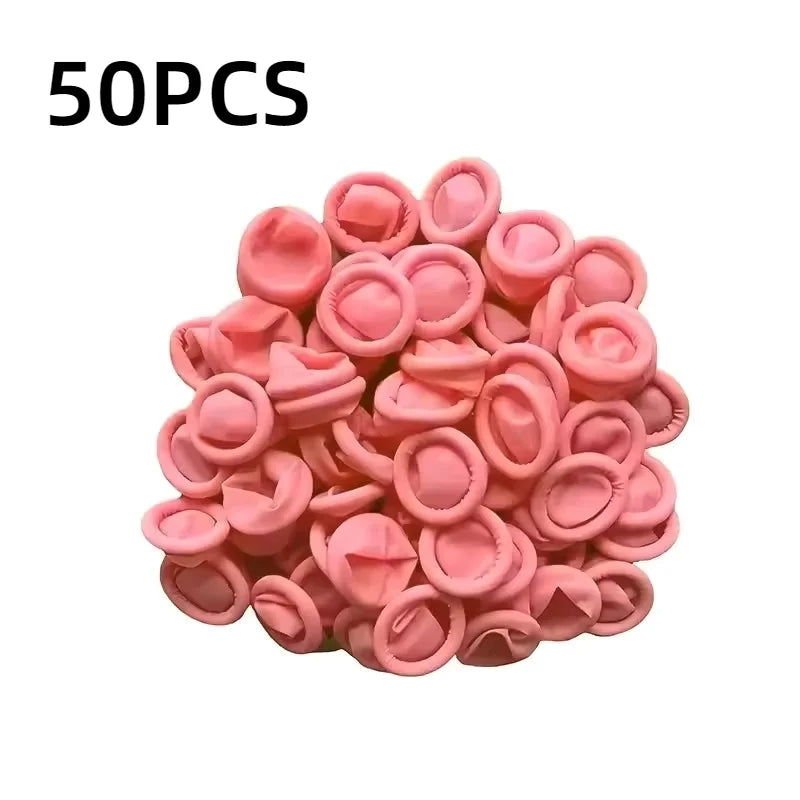 Disposable Latex Finger Cots 50/100/300pcs – Anti-Slip Powder Free Disposable Finger Cots PLUSH Pink-50PCS