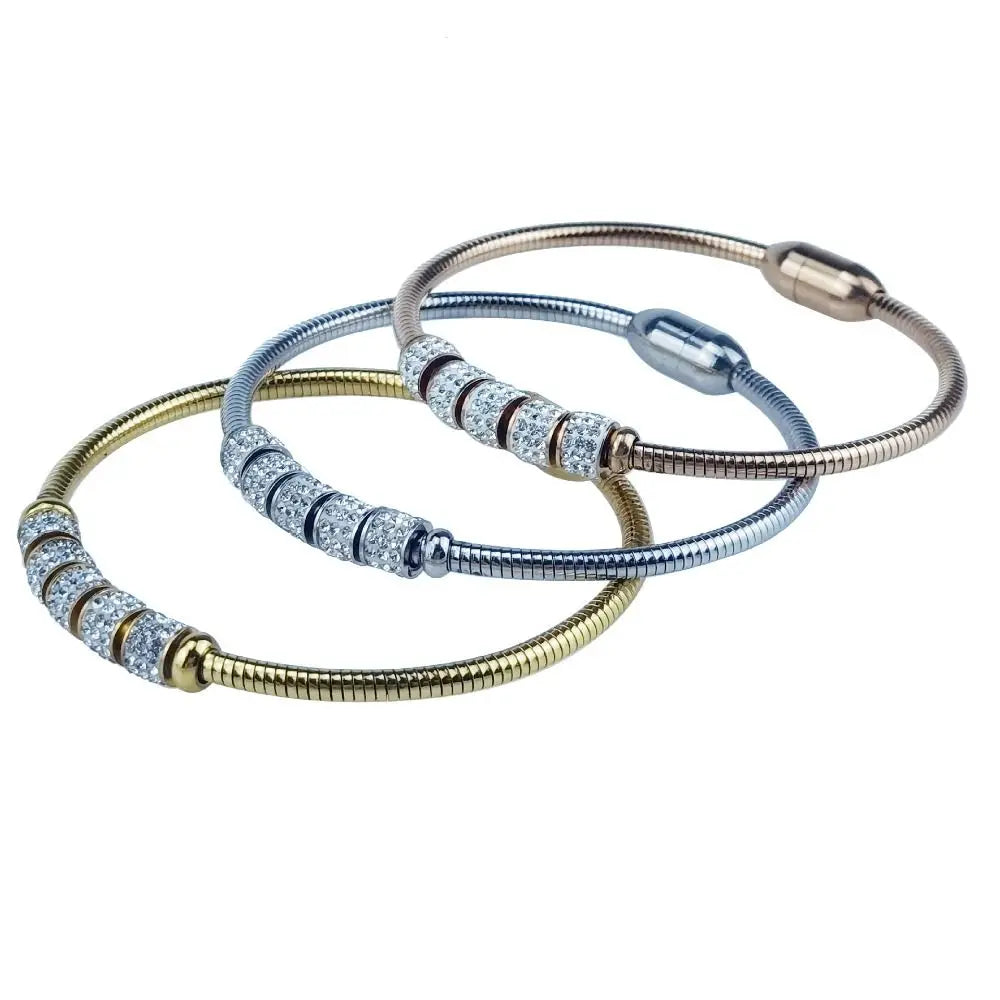Magnetic Clasp Snake Bone Bracelet – Gold & Silver Stainless Steel Stainless Steel Bracelet PLUSH