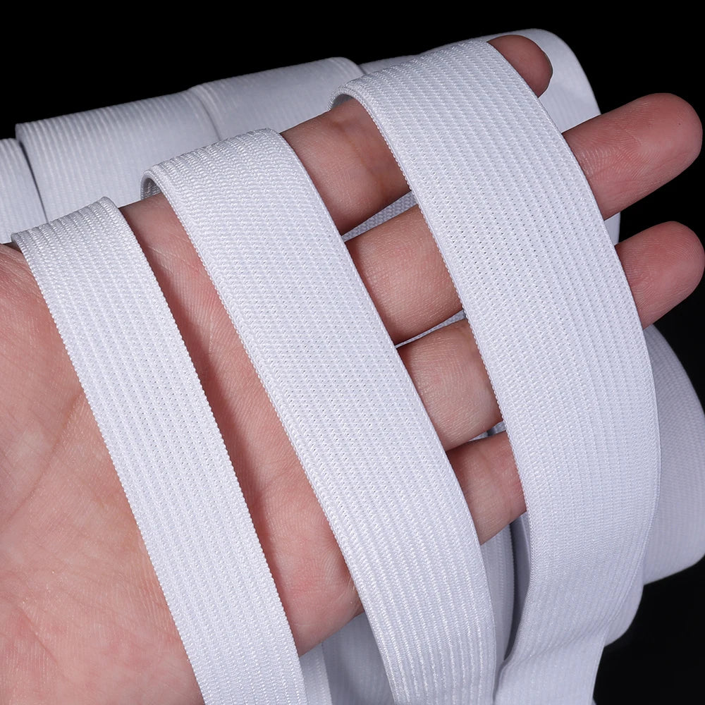 White Elastic Band 15–60mm | DIY Waistband Sewing 5–10 Yards Sewing Elastic Band PLUSH