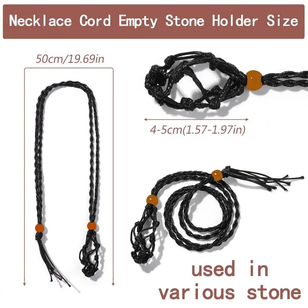 Braided Net Bag Necklace – Adjustable Boho Crystal Holder Pendant Necklace PLUSH
