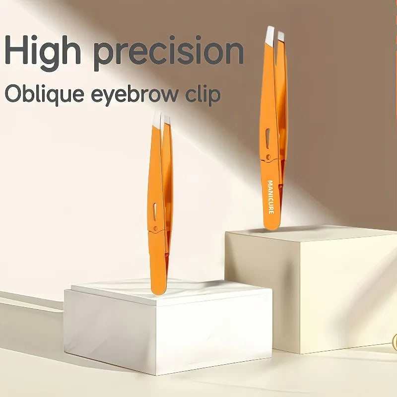 Slant Tip Stainless Steel Eyebrow Tweezer – Precision Makeup Tool Eyebrow Tweezer PLUSH