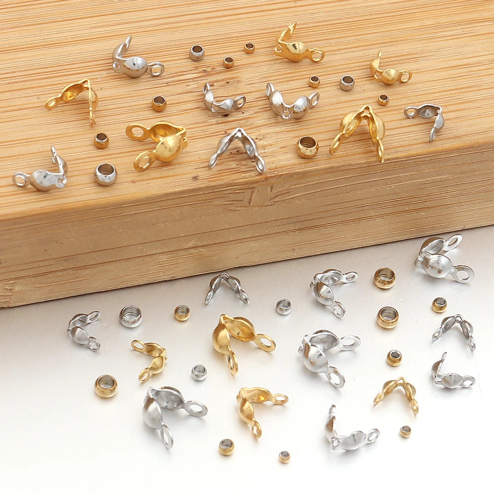 Stainless Steel Jewelry Clasps & Crimp Stopper Beads DIY Set Jewelry Findings Set PLUSH