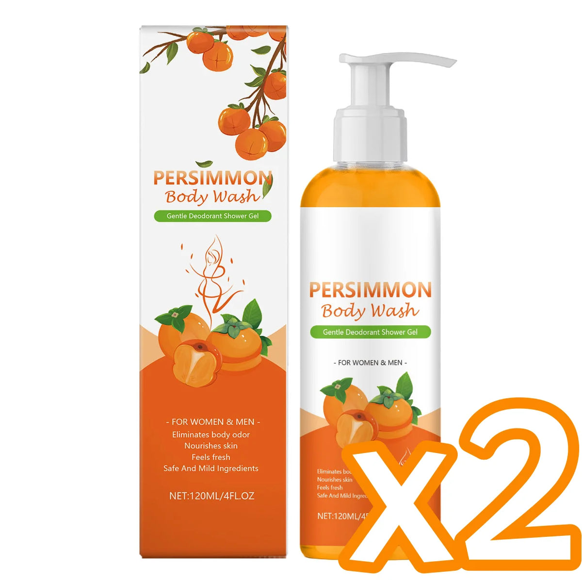 Persimmon Exfoliating Body Wash – Hydrating Shower Gel Exfoliating Body Wash PLUSH 120ml x 2 Others