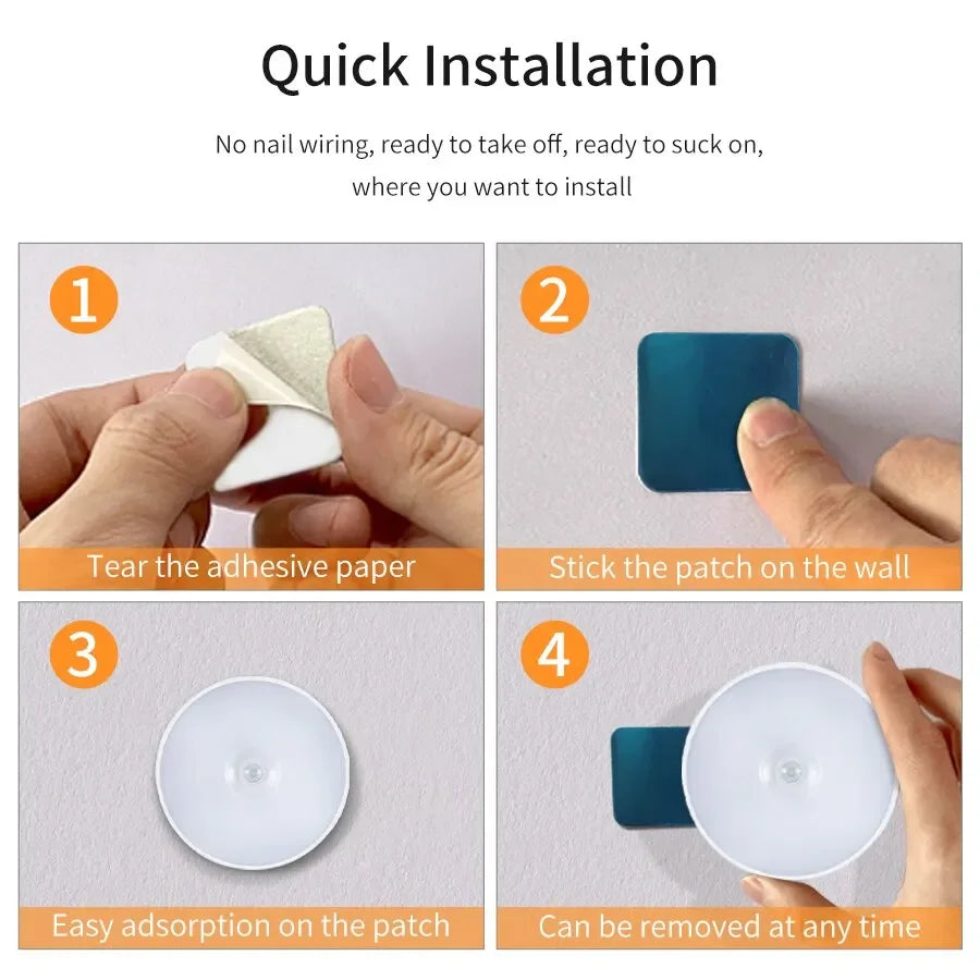 LED Motion Sensor Night Light USB Rechargeable Cabinet Lamp Motion Sensor Light PLUSH