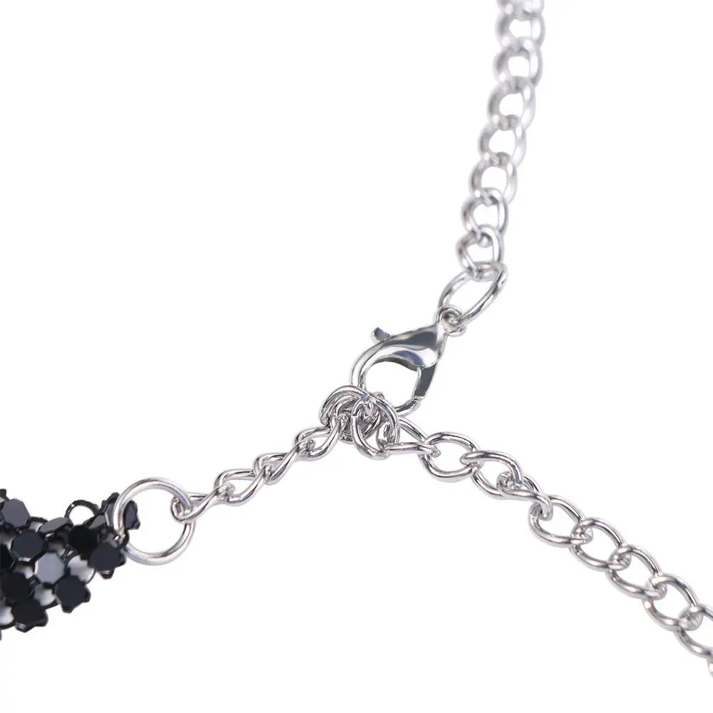 Vintage Metal Chain Choker – Leopard Print & Sequin Necklace Chain Choker Necklace PLUSH