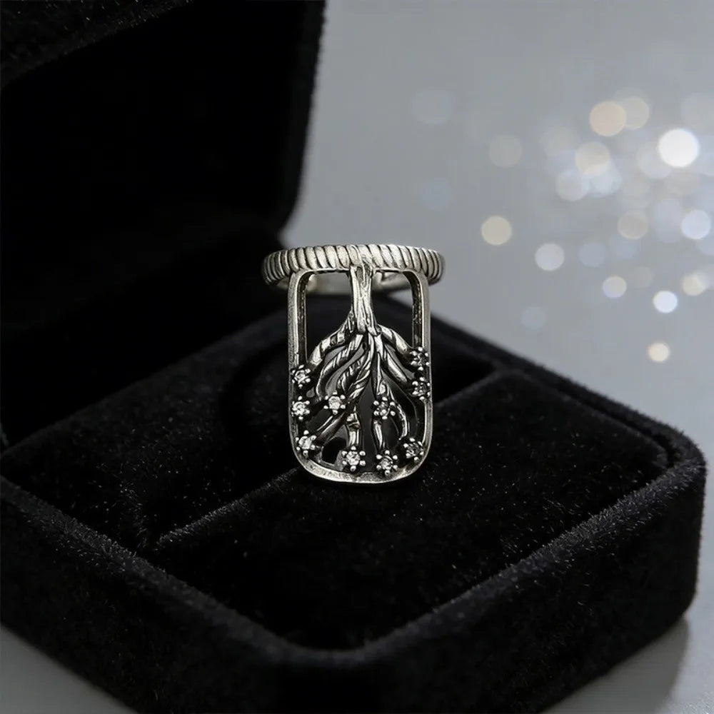 Gothic Nail Cover Ring Set – 4pcs Adjustable Silver Tone Nail Cover Rings PLUSH