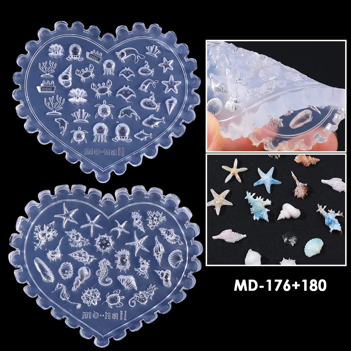 Ocean Silicone Nail Mold – 3D Starfish Shell Sea Life Art Nail Art Mold PLUSH MD-176 180