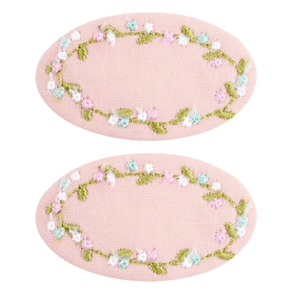 Floral Embroidery Hair Clip Set – 2pcs Fabric Barrettes Hair Clip Set PLUSH