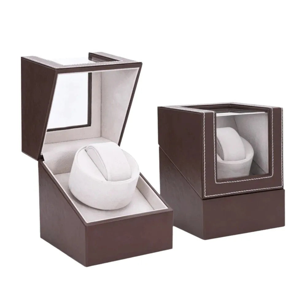 Silent Single Watch Winder – Quiet Wooden Automatic Display Box Watch Winder Box PLUSH Style 2