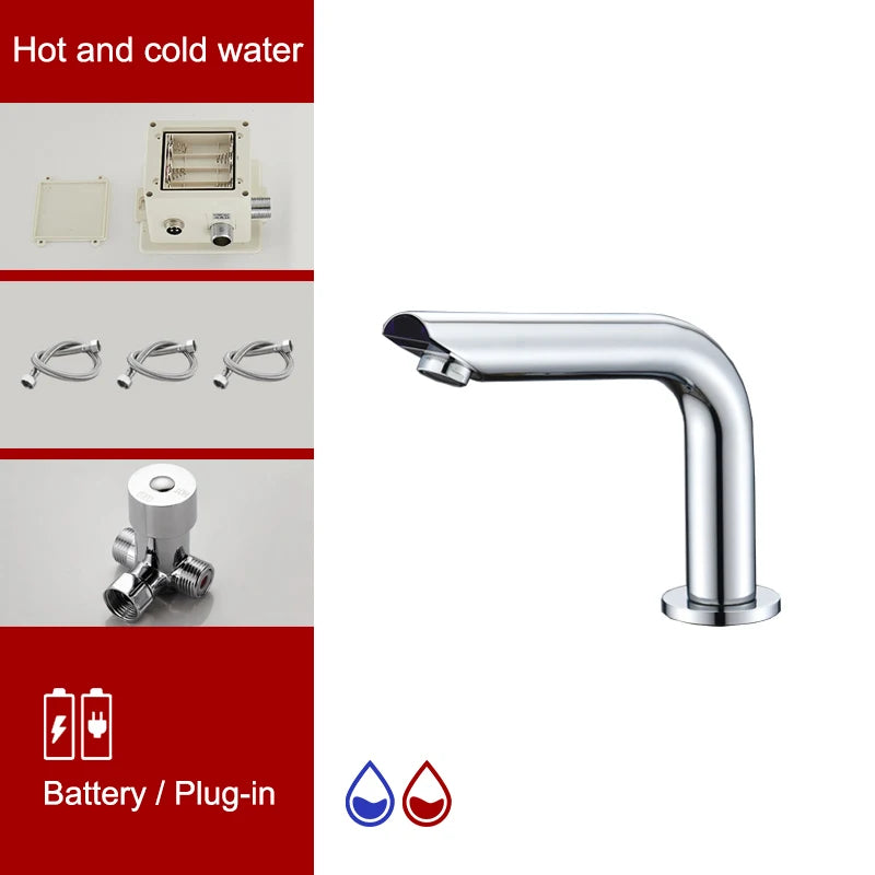 Sensor Basin Faucet Chrome Deck Mounted – ELS8870 Auto Tap Sensor Basin Faucet PLUSH Short hot cold