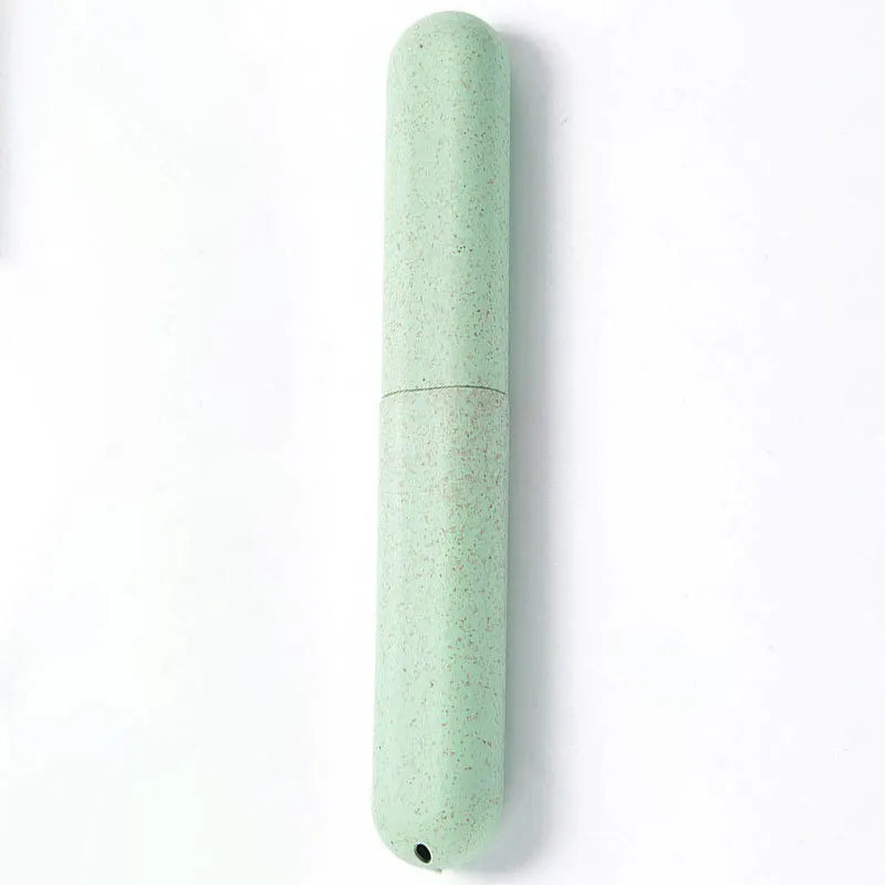 Wheat Straw Portable Toothbrush Case | Travel Protective Cover Toothbrush Travel Case PLUSH Green