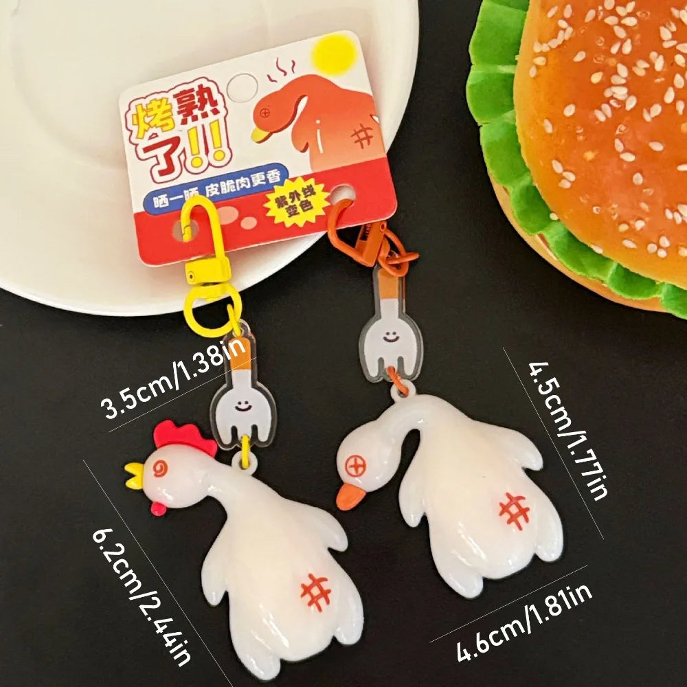 UV Color-Change Duck & Chicken PVC Keychain – Cute Funny Gift Novelty Keychain PLUSH