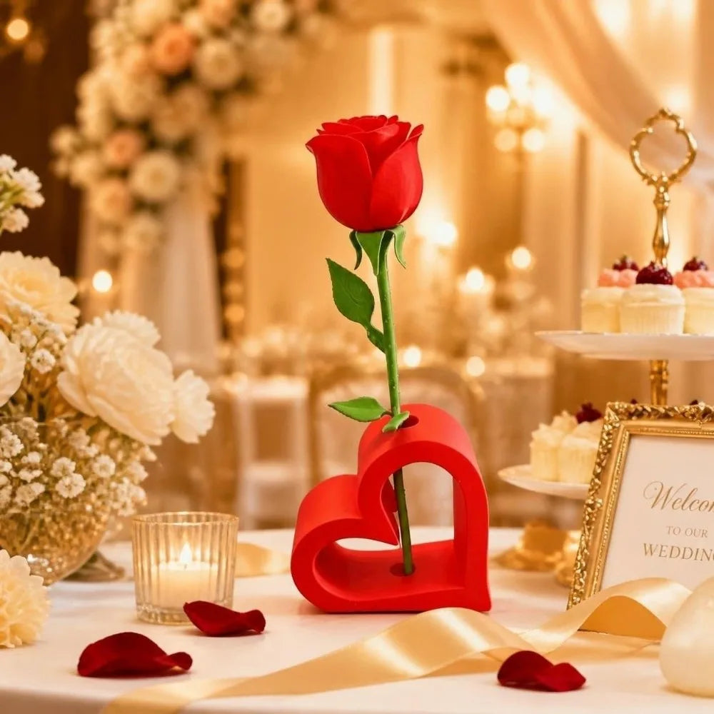 3D Printed Heart Shaped Flower Vase – Hollowed Rose Holder Decorative Flower Vase PLUSH
