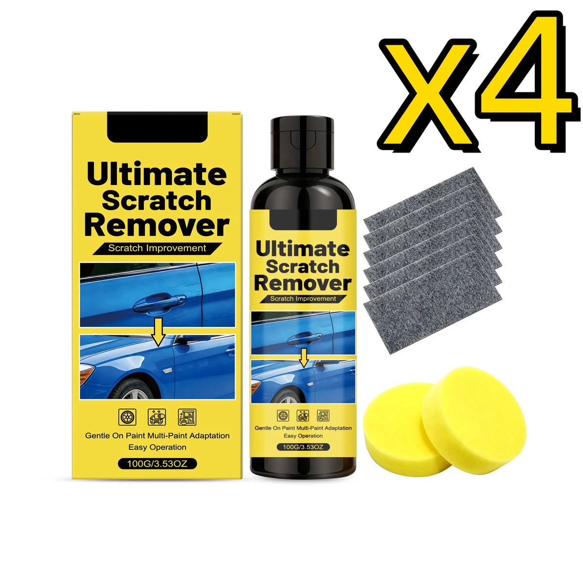 Car Paint Scratch Remover Polishing Paste Kit – 100g Car Polish Kit PLUSH 4SET