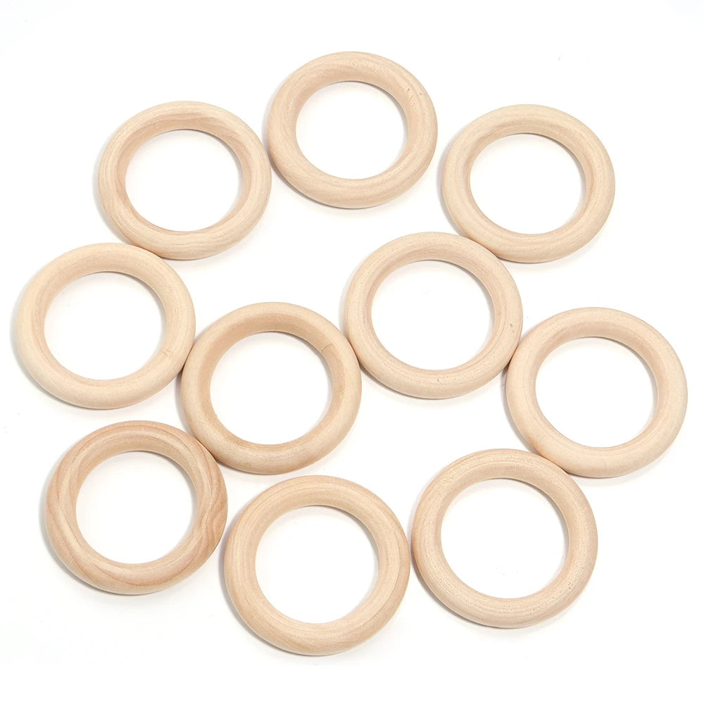 Natural Round Wooden Rings & Hoops for DIY Jewelry Making Wood Jewelry Hoops PLUSH 50mm x 10pcs