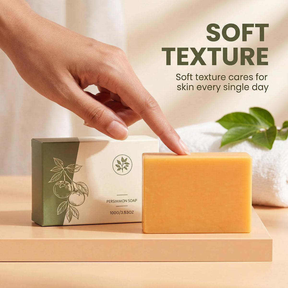 Persimmon Bath Soap Bar – Moisturizing, Deep Cleansing, Fruity Bath Soap Bar PLUSH