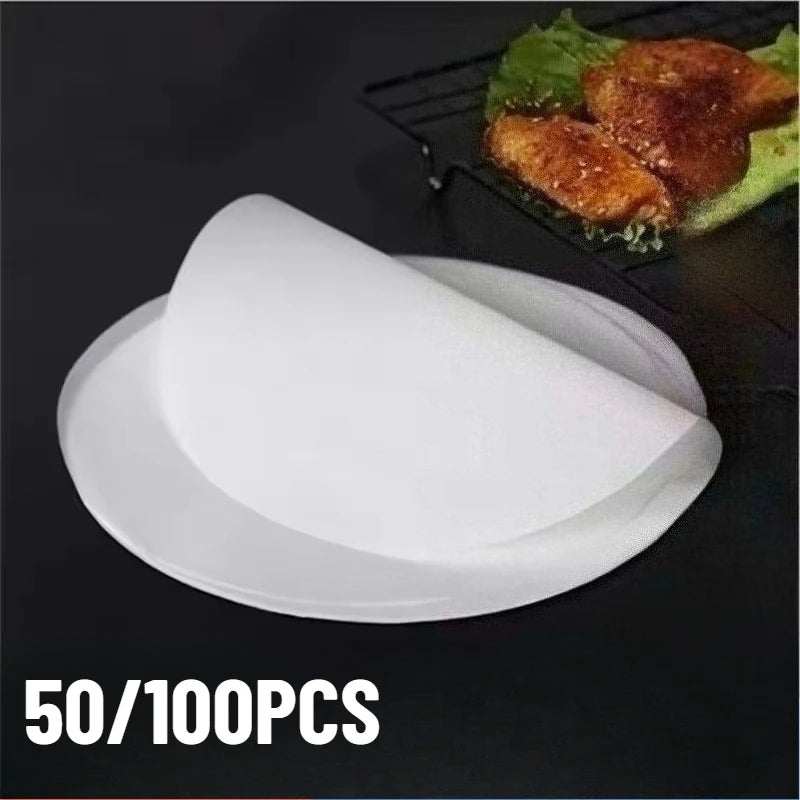 50/100PCS Round Silicone Baking Paper – Air Fryer & BBQ Liners Baking Paper Liners PLUSH