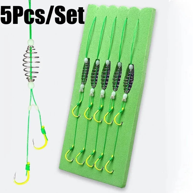 5-Pack Fluorescent Green High Carbon Steel Fishing Hooks #8-#9 Fishing Hooks PLUSH 5Pcs Set 9